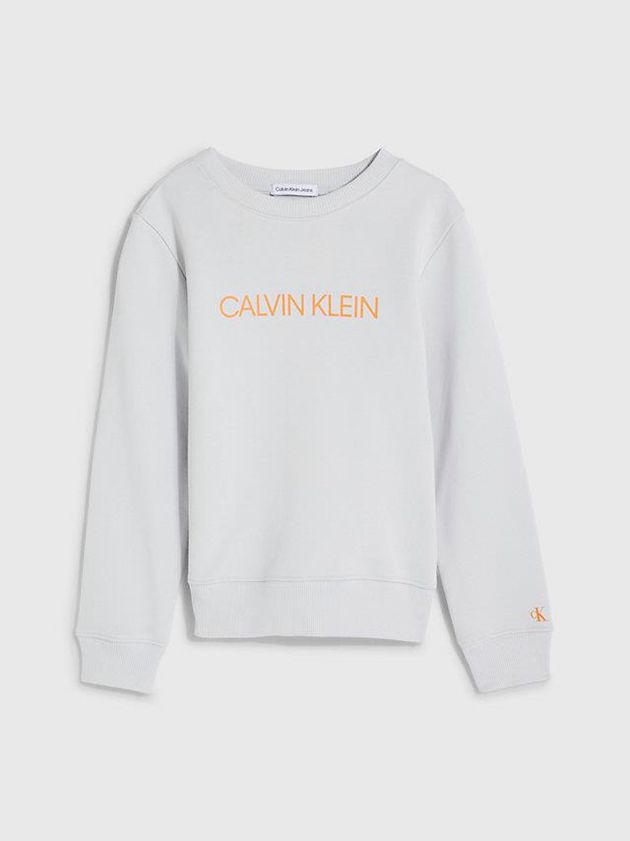 White Calvin Klein Logo Girls's Sweatshirt | SXZM-28796