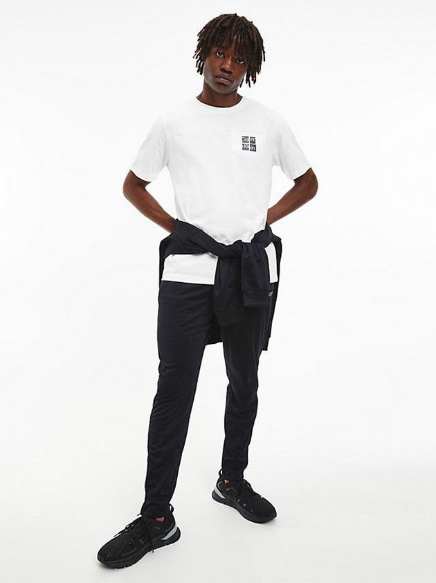 White Calvin Klein Logo Gym Men T-Shirt | KTJA-50421