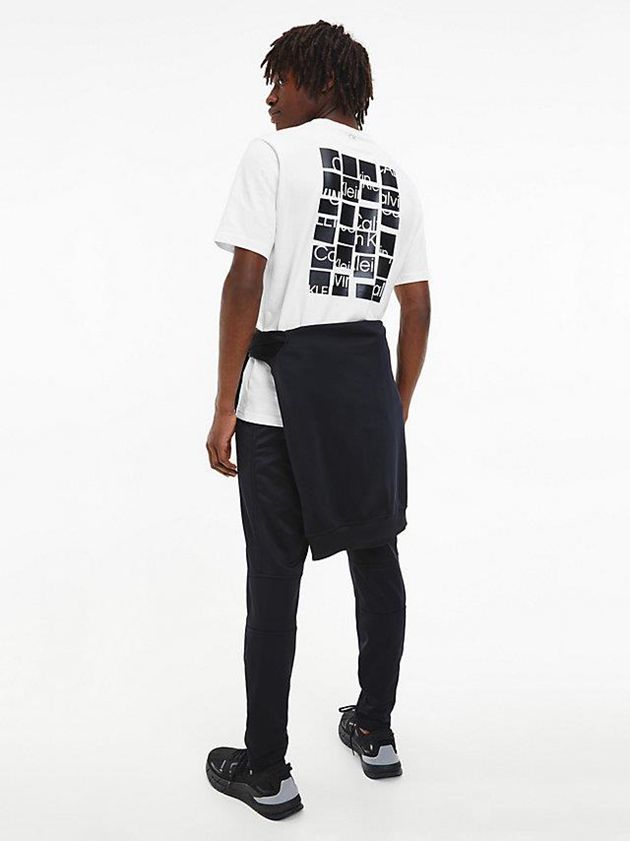 White Calvin Klein Logo Gym Men T-Shirt | KTJA-50421