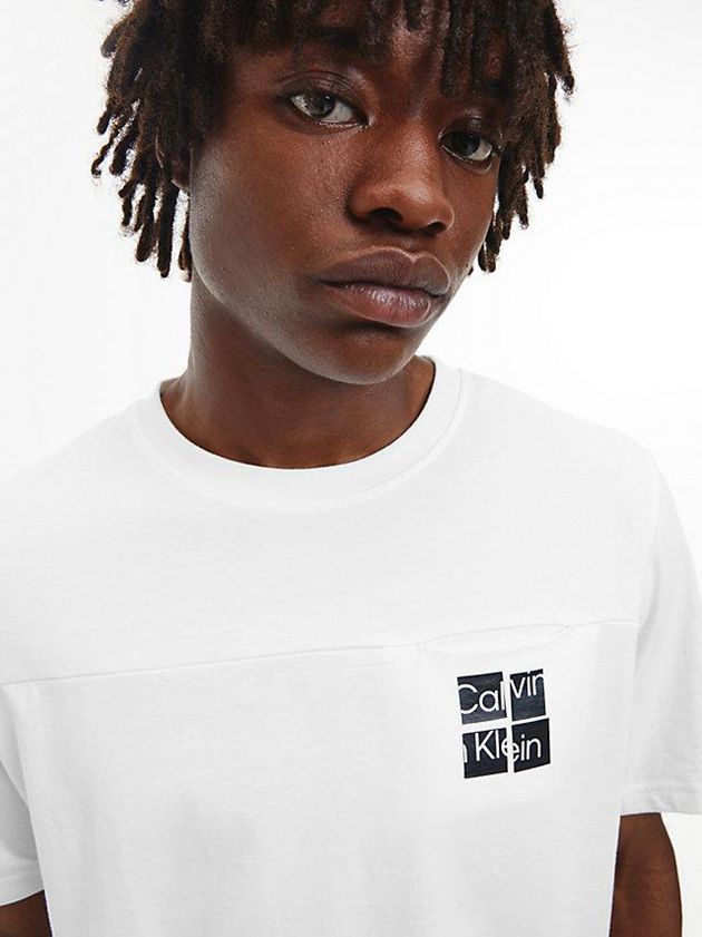 White Calvin Klein Logo Gym Men T-Shirt | KTJA-50421