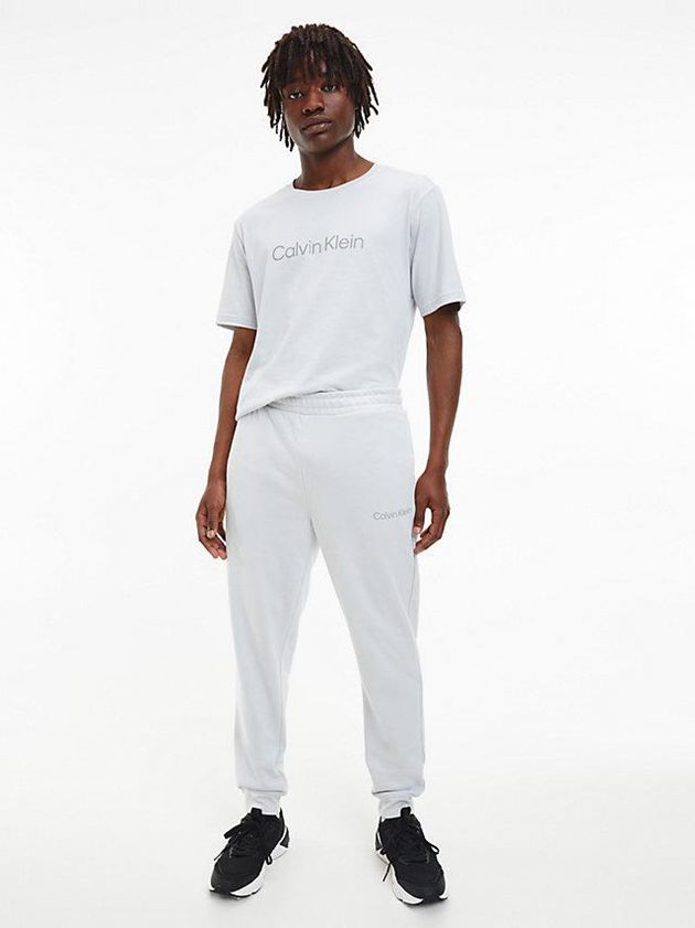 White Calvin Klein Logo Gym Men T-Shirt | BUAM-20714