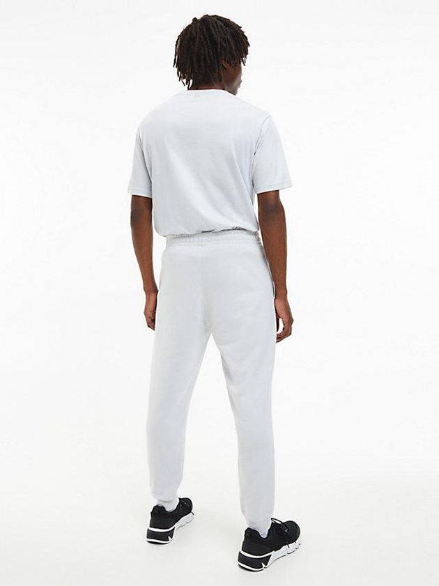 White Calvin Klein Logo Gym Men T-Shirt | BUAM-20714