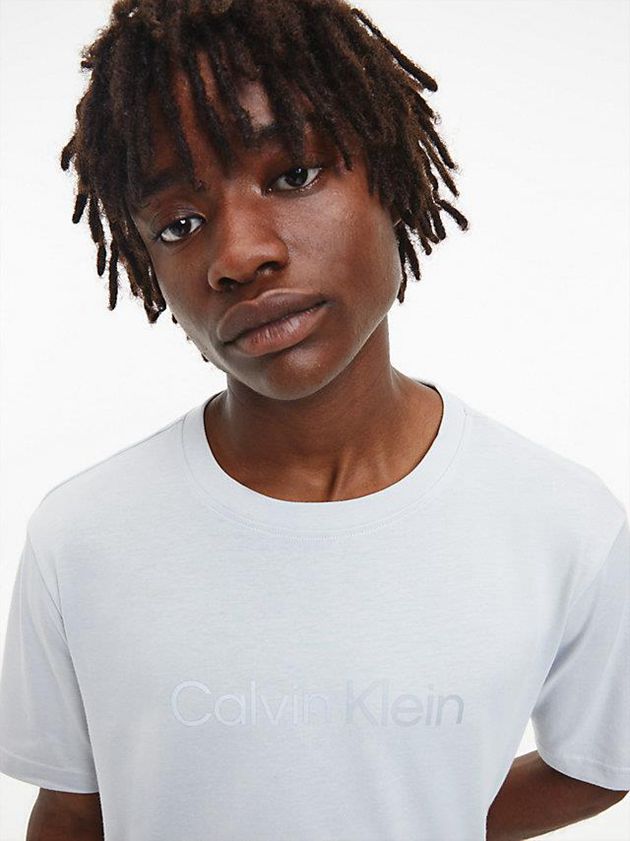 White Calvin Klein Logo Gym Men T-Shirt | BUAM-20714