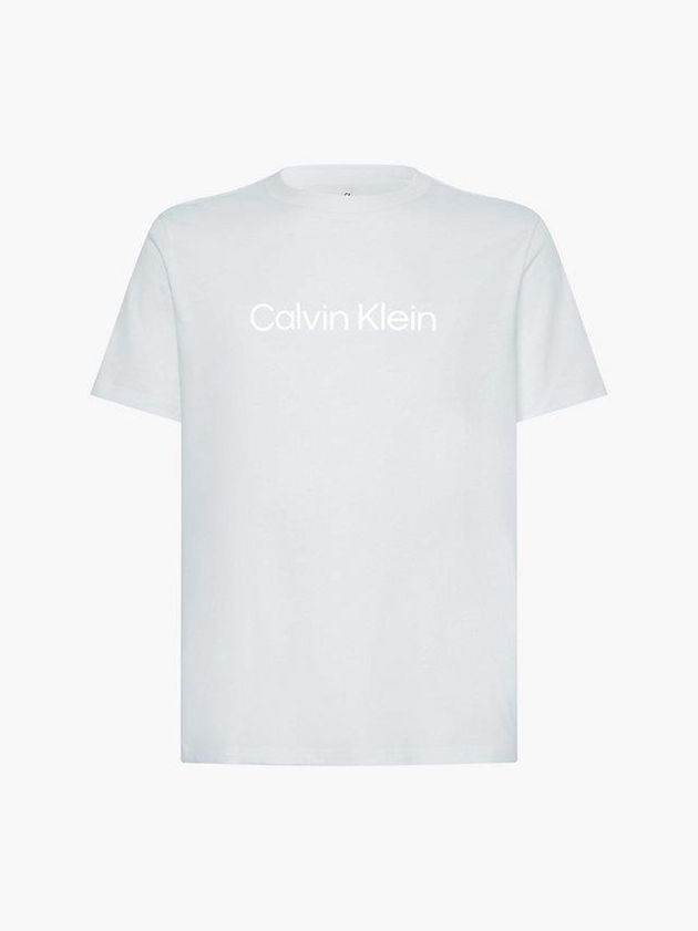 White Calvin Klein Logo Gym Men T-Shirt | BUAM-20714