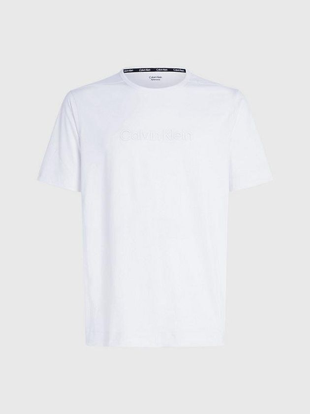 White Calvin Klein Logo Gym Men T-Shirt | HSNB-76985