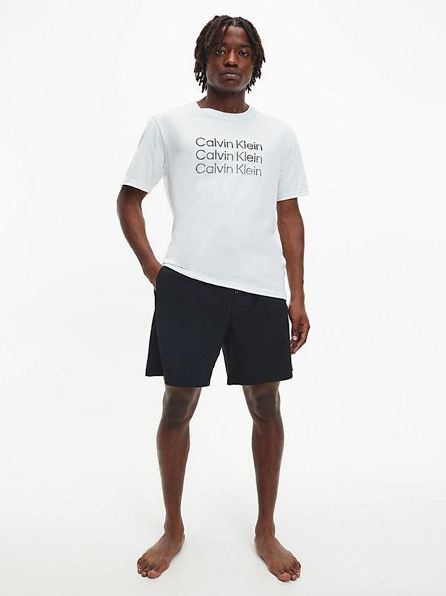 White Calvin Klein Logo Gym Men T-Shirt | NOWT-15382