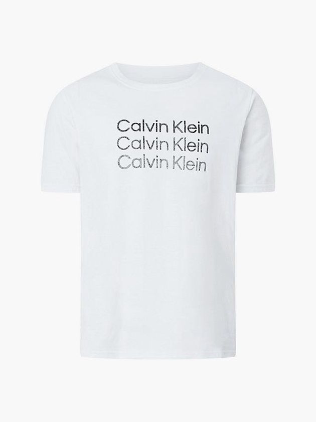 White Calvin Klein Logo Gym Men T-Shirt | NOWT-15382