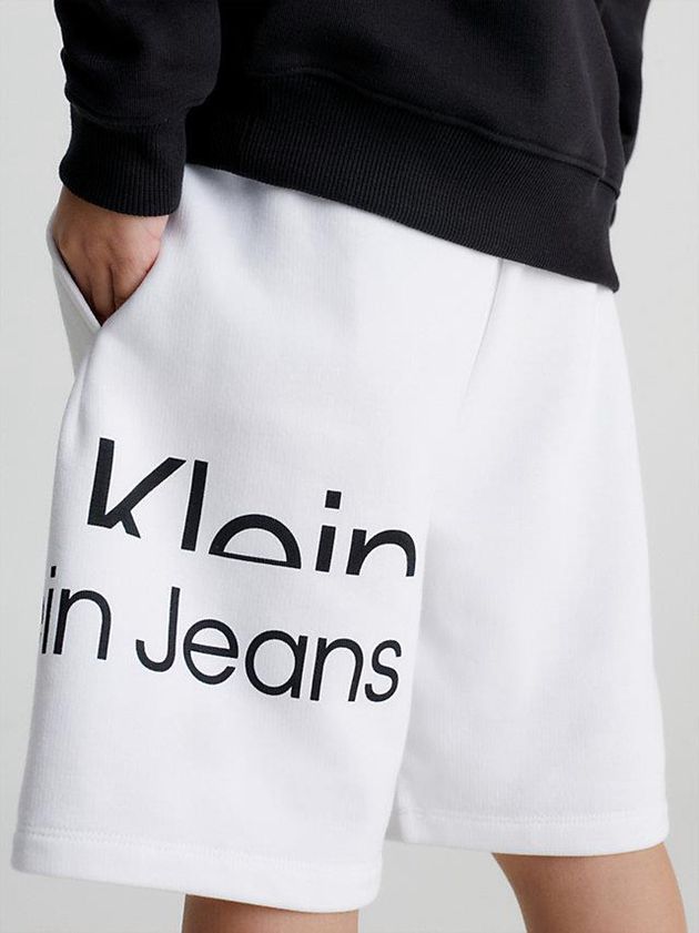 White Calvin Klein Logo Jogger Boys's Shorts | UJFT-01286