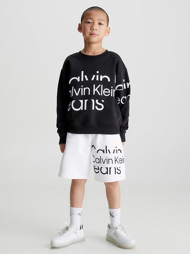White Calvin Klein Logo Jogger Boys's Shorts | UJFT-01286