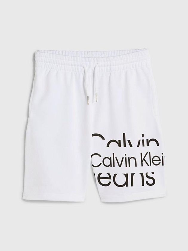 White Calvin Klein Logo Jogger Boys's Shorts | UJFT-01286