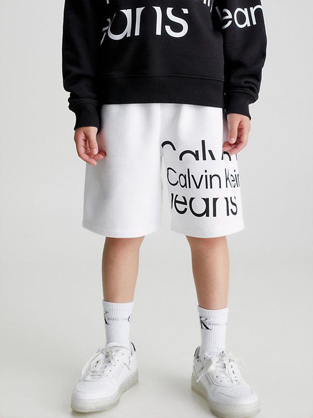 White Calvin Klein Logo Jogger Boys\'s Shorts | UJFT-01286