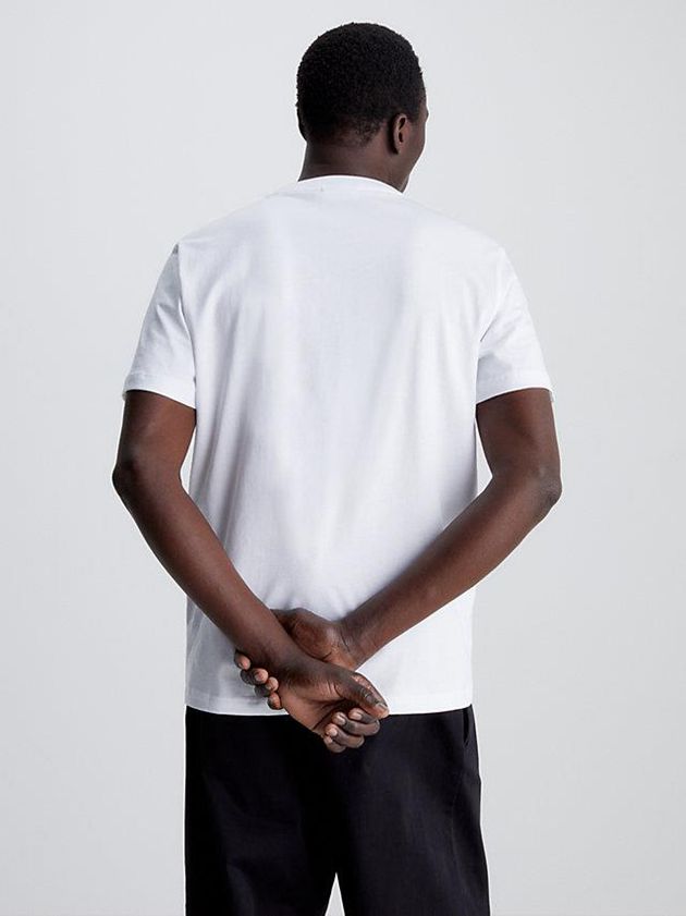 White Calvin Klein Logo Men T-Shirt | IZRE-05734