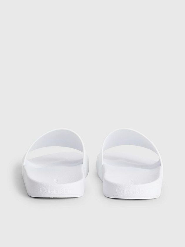 White Calvin Klein Logo Sliders Men Slippers | FIOA-78946