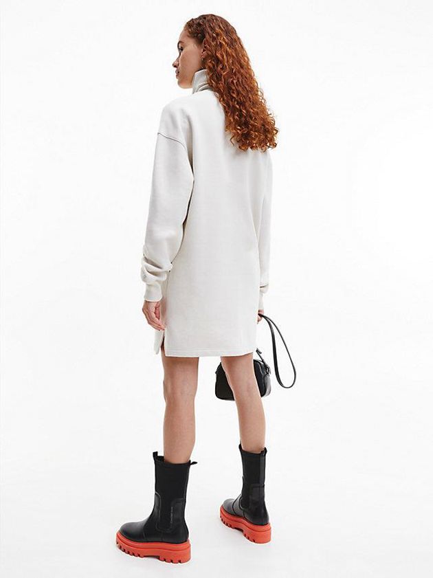 White Calvin Klein Logo Sweatshirt Women Dress | GLSM-71835
