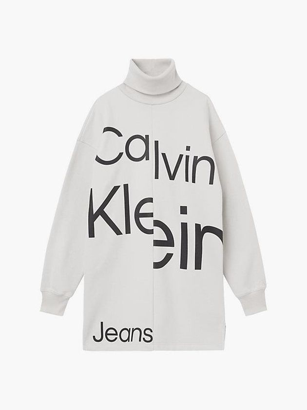White Calvin Klein Logo Sweatshirt Women Dress | GLSM-71835