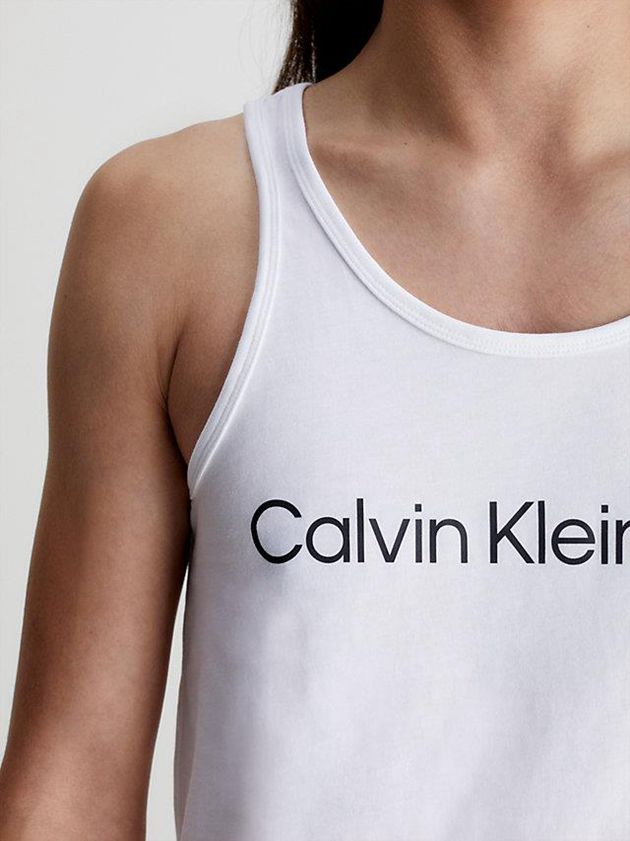 White Calvin Klein Logo Tank Men Top | JORZ-93147