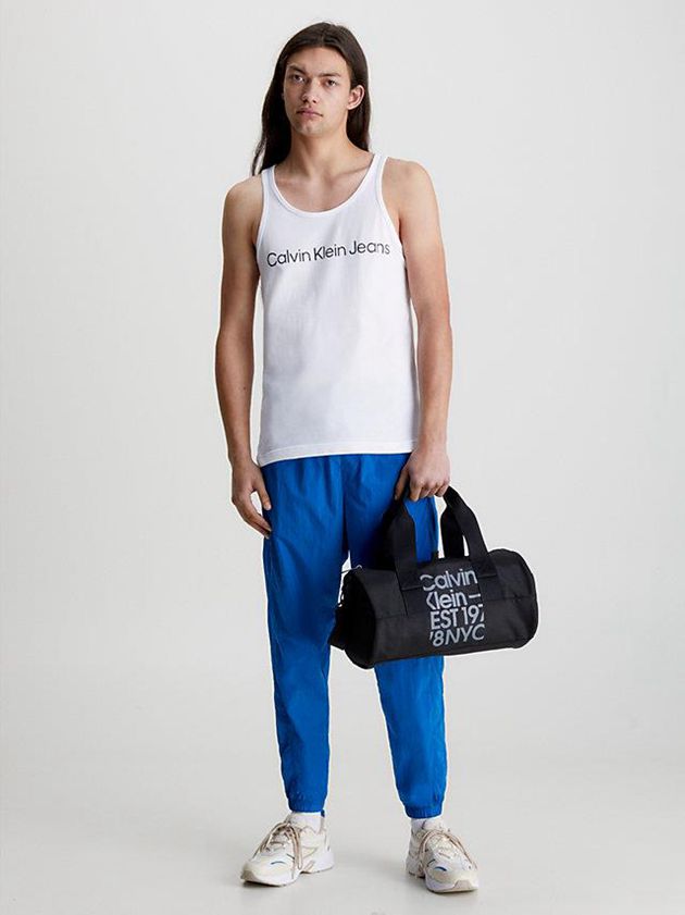 White Calvin Klein Logo Tank Men Top | JORZ-93147