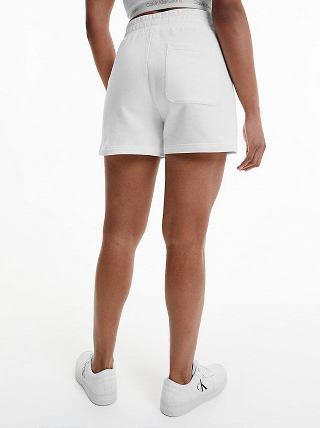 White Calvin Klein Logo Tape Jogger Women Shorts | AIOU-30418