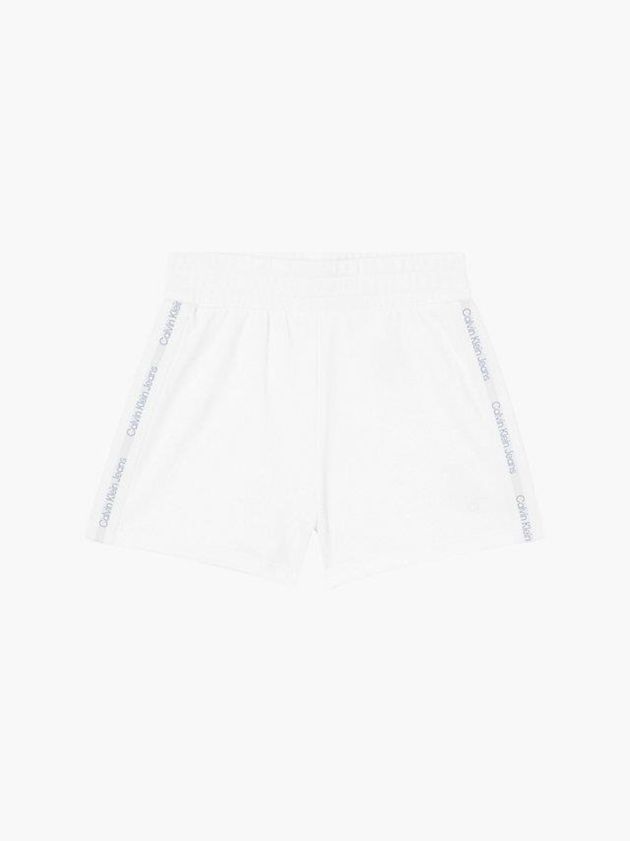 White Calvin Klein Logo Tape Jogger Women Shorts | AIOU-30418