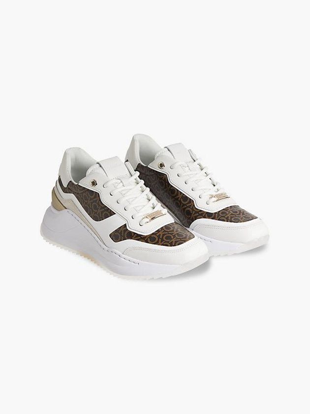 White Calvin Klein Logo Wedge Women Sneakers | HDBU-96203
