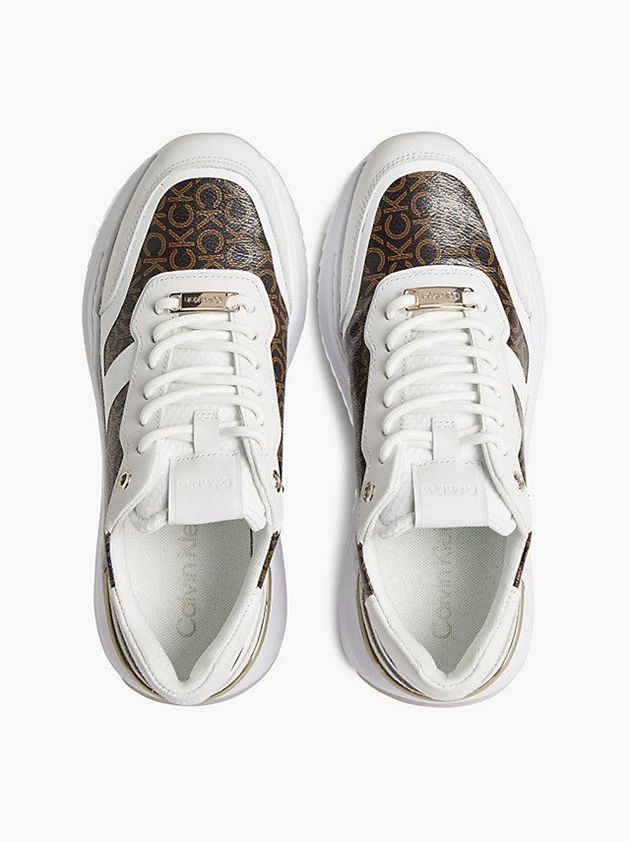 White Calvin Klein Logo Wedge Women Sneakers | HDBU-96203