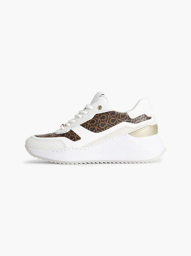 White Calvin Klein Logo Wedge Women Sneakers | HDBU-96203