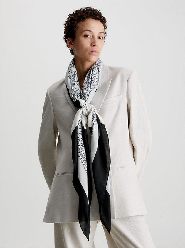 White Calvin Klein Logo Women Scarf | SEZG-42185