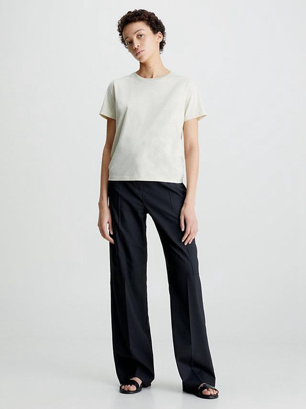 White Calvin Klein Logo Women T-Shirt | SLPH-81972