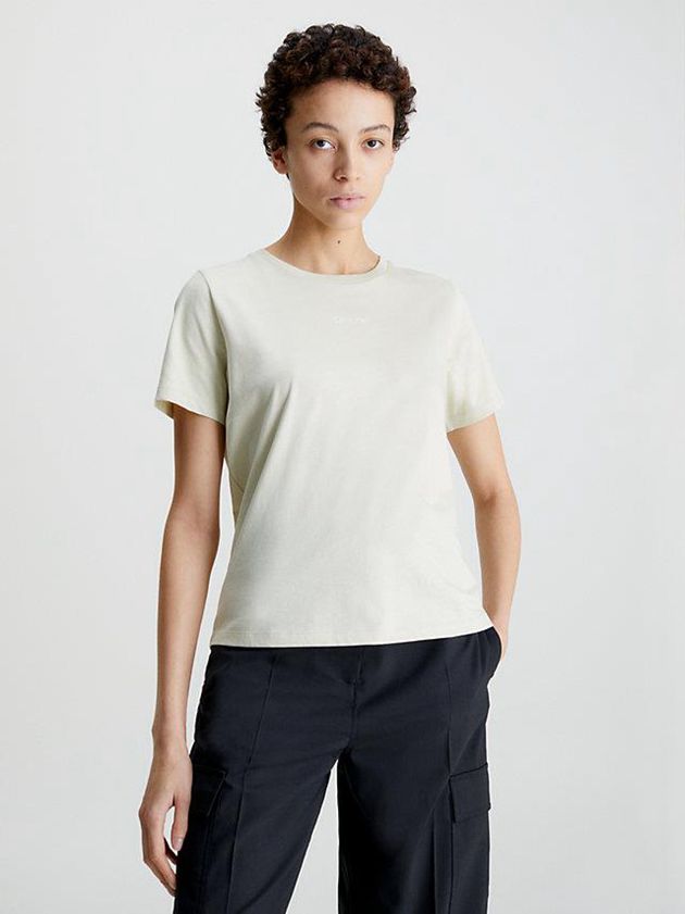White Calvin Klein Logo Women T-Shirt | SLPH-81972
