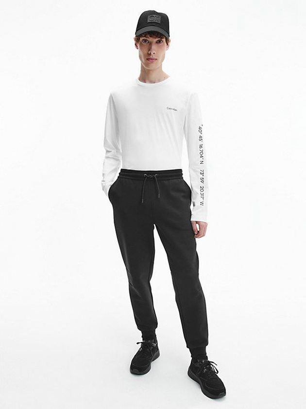 White Calvin Klein Long Sleeve Coordinates Men T-Shirt | GHWJ-95270