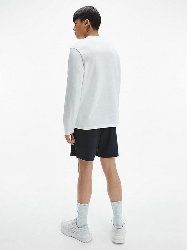 White Calvin Klein Long Sleeve Logo Gym Men T-Shirt | VWLF-96327