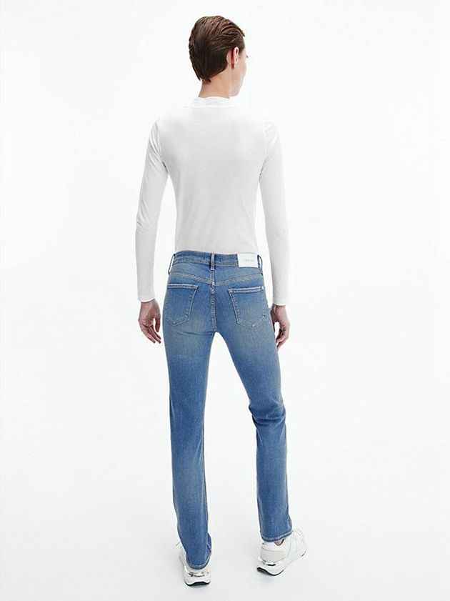 White Calvin Klein Long Sleeve Mock Neck Women T-Shirt | DESY-07253