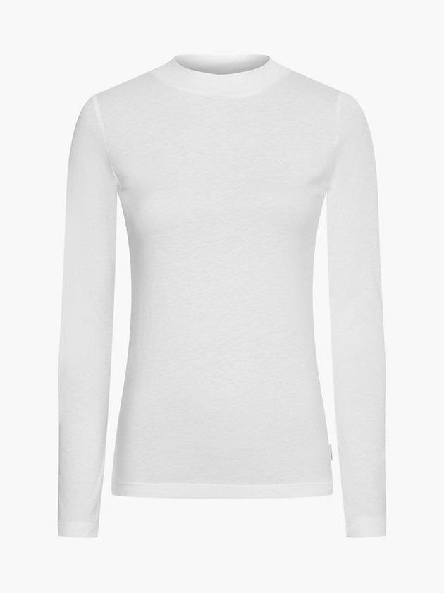 White Calvin Klein Long Sleeve Mock Neck Women T-Shirt | DESY-07253