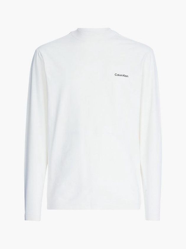 White Calvin Klein Long Sleeve Mock Neck Men Top | LGKH-79140