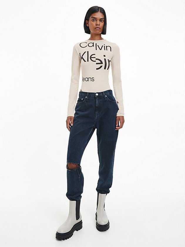 White Calvin Klein Long Sleeve Women Bodysuit | FMYX-51302