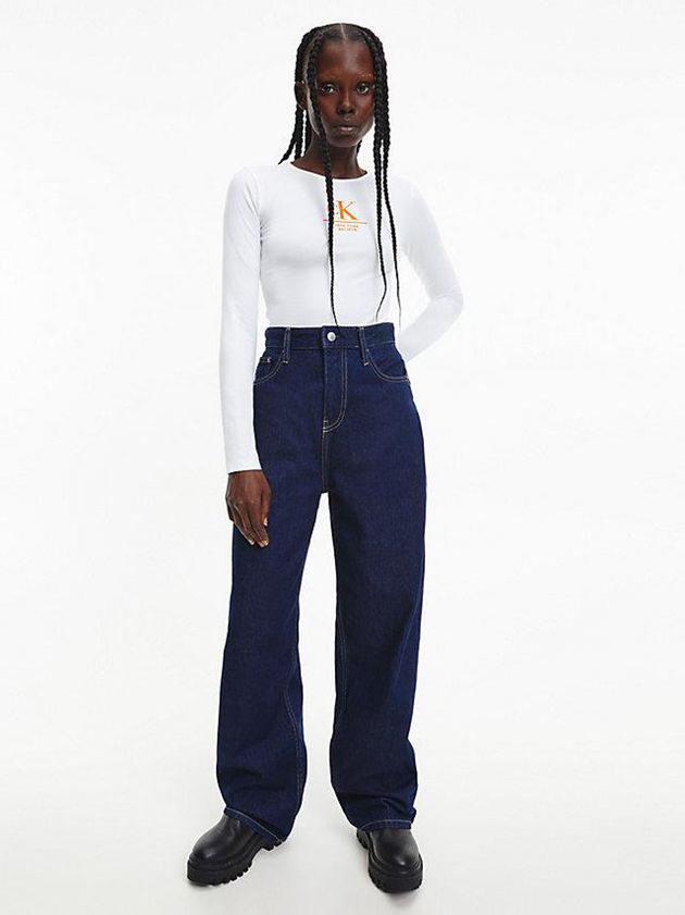 White Calvin Klein Long Sleeve Women Bodysuit | PFKS-84621