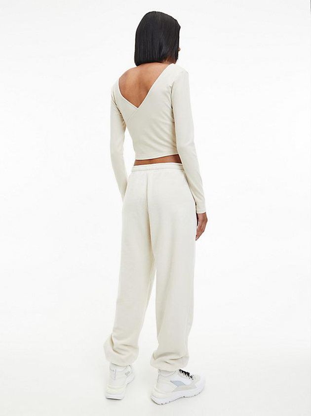 White Calvin Klein Long Sleeve Wrap Women Top | YABX-80619
