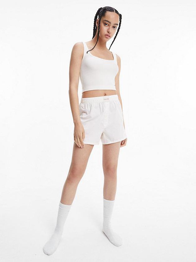 White Calvin Klein Lounge Tank - Pure Ribbed Women Top | YAUE-49713