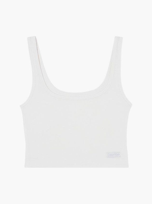 White Calvin Klein Lounge Tank - Pure Ribbed Women Top | YAUE-49713
