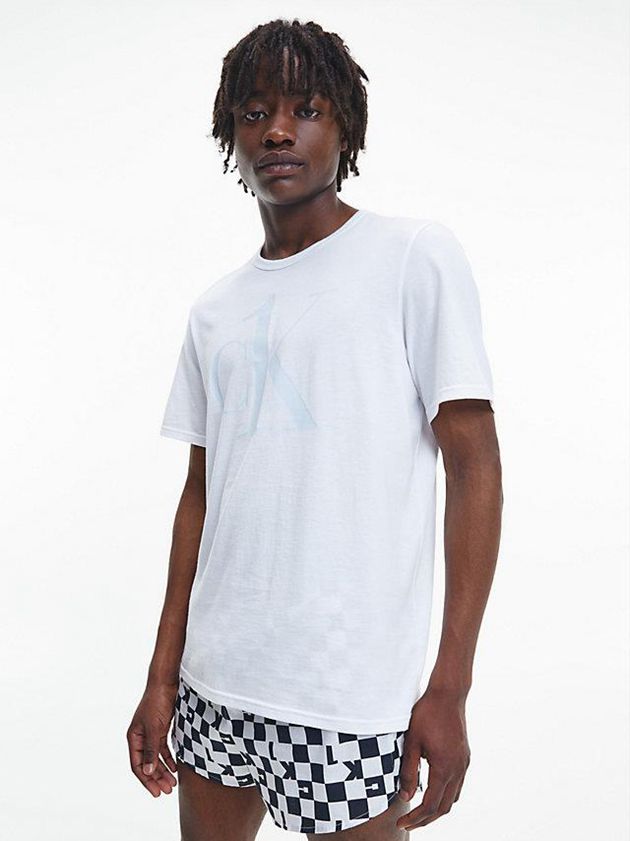 White Calvin Klein Lounge - CK One Men T-Shirt | NFMD-84190