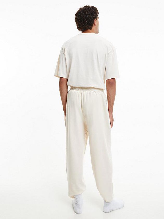 White Calvin Klein Lounge - Embossed Icon Men T-Shirt | FJIO-17603