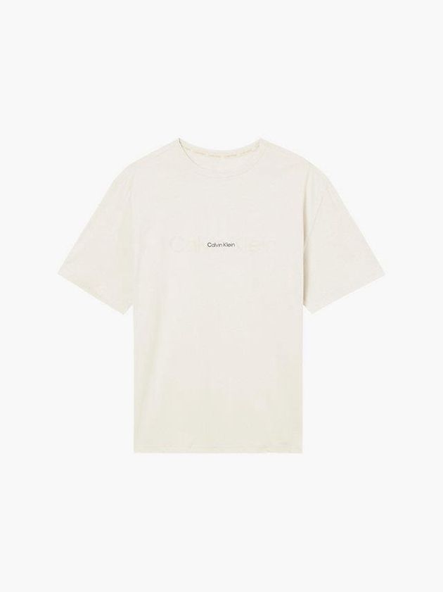 White Calvin Klein Lounge - Embossed Icon Men T-Shirt | FJIO-17603