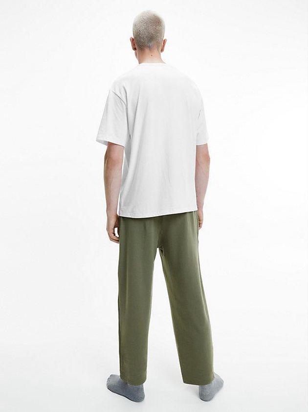 White Calvin Klein Lounge - Embossed Icon Men T-Shirt | HJYC-28340