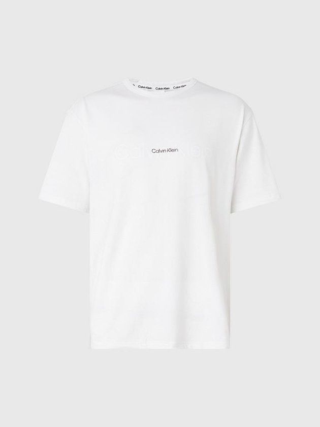 White Calvin Klein Lounge - Embossed Icon Men T-Shirt | HJYC-28340