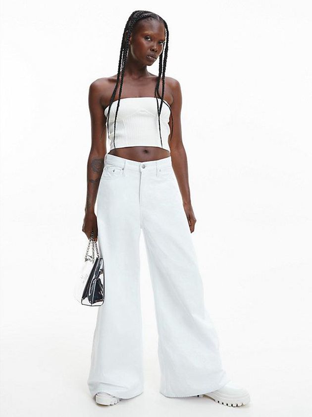 White Calvin Klein Low Rise Loose Coated Women Jeans | WUAM-50124
