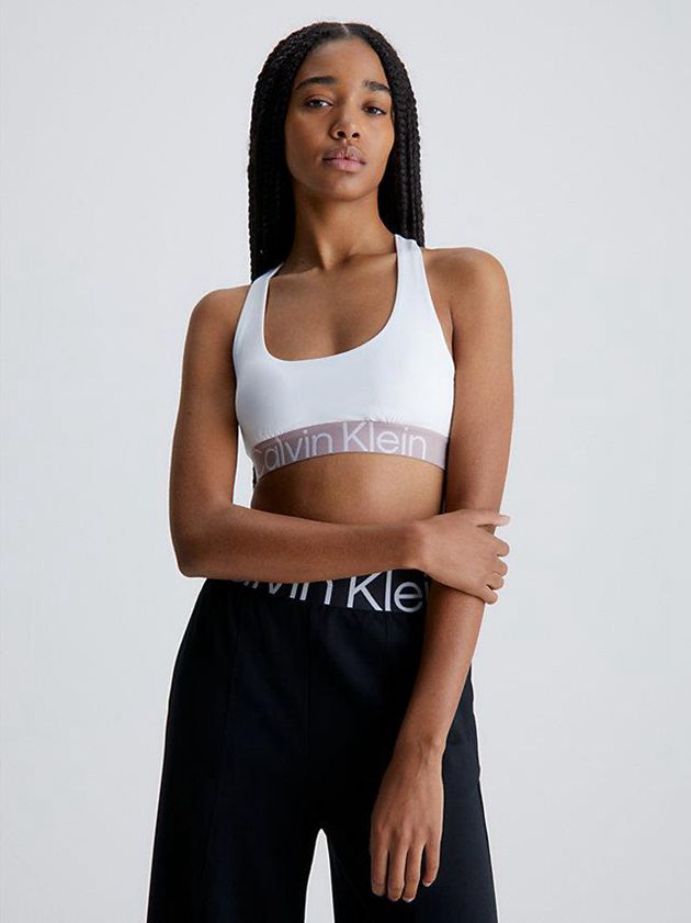 White Calvin Klein Medium Impact Sports Women Bra | TGIQ-15809