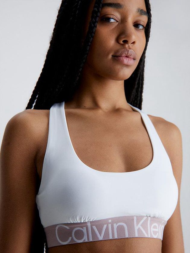 White Calvin Klein Medium Impact Sports Women Bra | TGIQ-15809