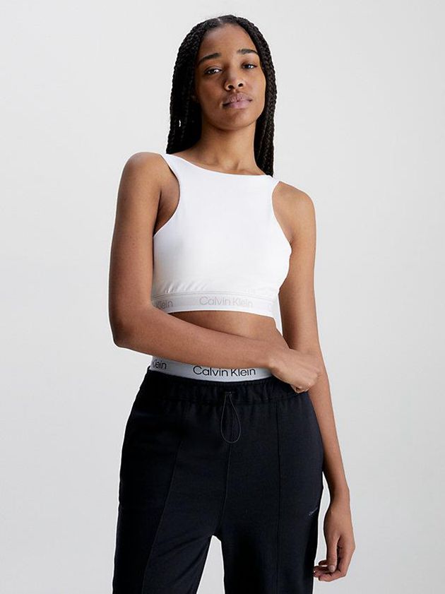 White Calvin Klein Medium Impact Sports Women Bra | DJVB-80127