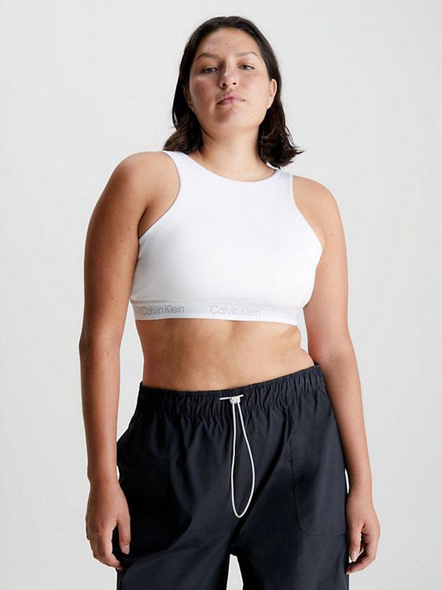 White Calvin Klein Medium Impact Sports Women Bra | DJVB-80127
