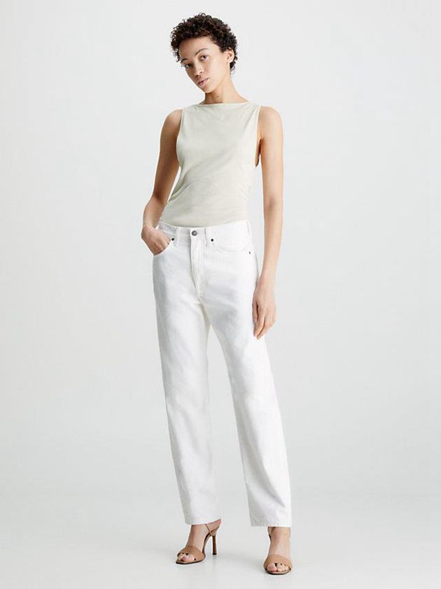 White Calvin Klein Mid Rise Boyfriend Women Jeans | HVRN-05987
